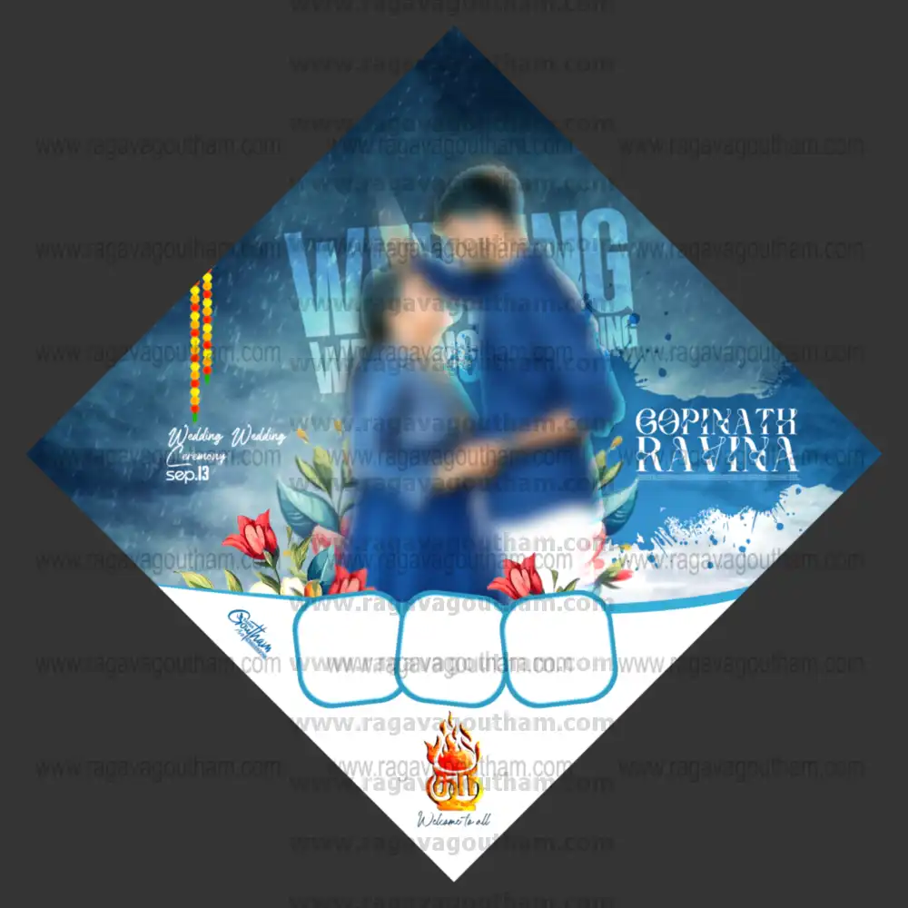 Modern Teal & Cyan Diamond Shape Multi Slot Wedding Flex Template